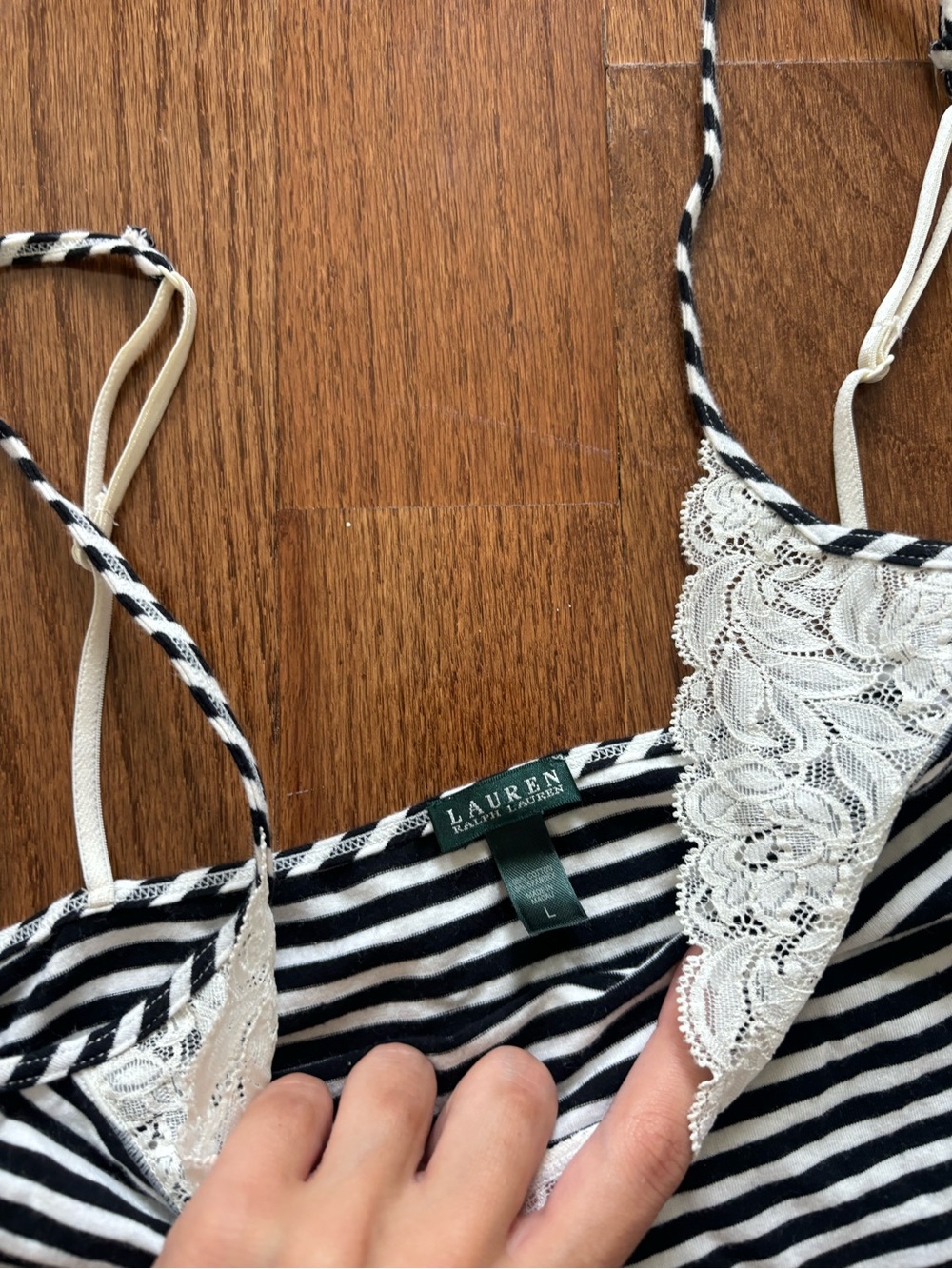 Lauren Ralph Lauren striped lace trim tank size large - Picture 5 of 5